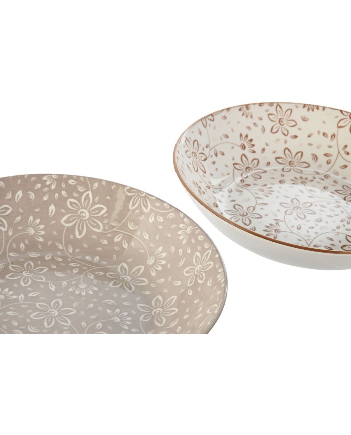 Set di piatti Home ESPRIT Marrone Beige Porcellana 20 x 20 x 4 cm