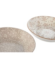 Set di piatti Home ESPRIT Marrone Beige Porcellana 20 x 20 x 4 cm