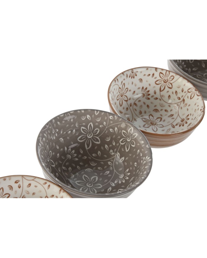 Set di Ciotole Home ESPRIT Marrone Beige Porcellana Fiori Shabby Chic 11,5 x 11,5 x 6 cm Set di Ciotole Home ESPRIT Marrone Beige Porcellana Fiori Shabby Chic 11,5 x 11,5 x 6 cm