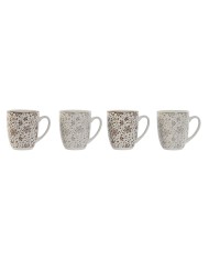 Set di 4 Tazze Mug Home ESPRIT Marrone Beige Fiori 340 ml