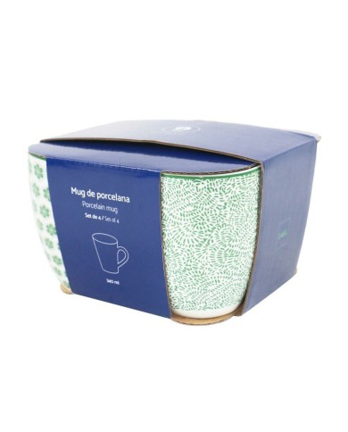 Set di 4 Tazze Mug Home ESPRIT Marrone Beige Fiori 340 ml Set di 4 Tazze Mug Home ESPRIT Marrone Beige Fiori 340 ml