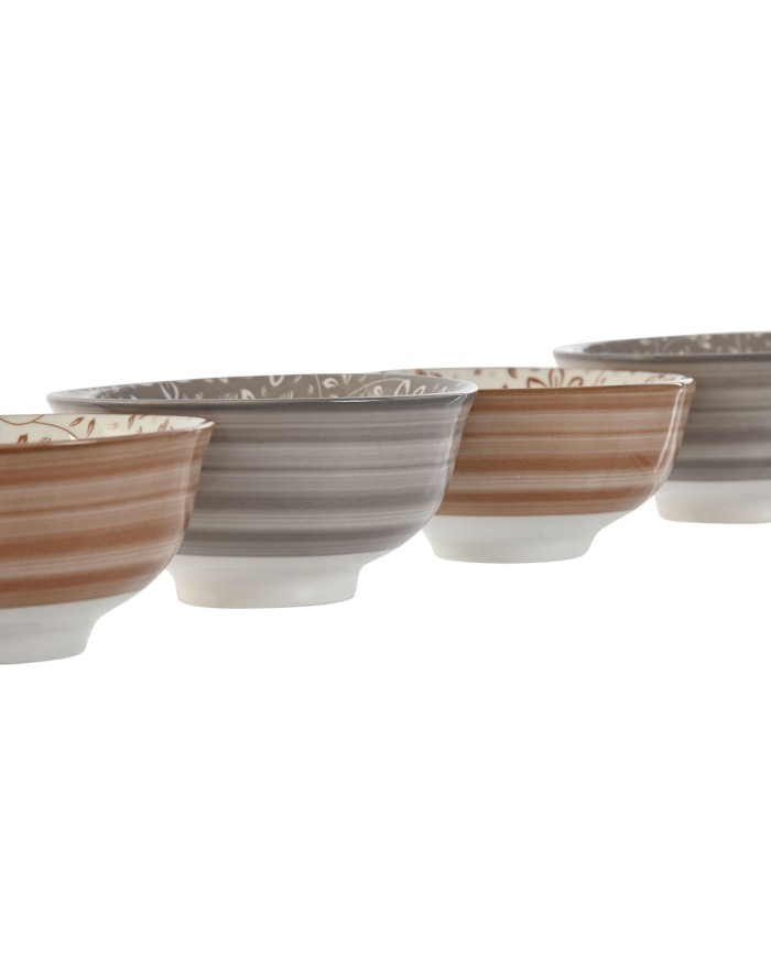 Set di Ciotole Home ESPRIT Marrone Beige Porcellana Fiori Shabby Chic 11,5 x 11,5 x 6 cm Set di Ciotole Home ESPRIT Marrone Beige Porcellana Fiori Shabby Chic 11,5 x 11,5 x 6 cm