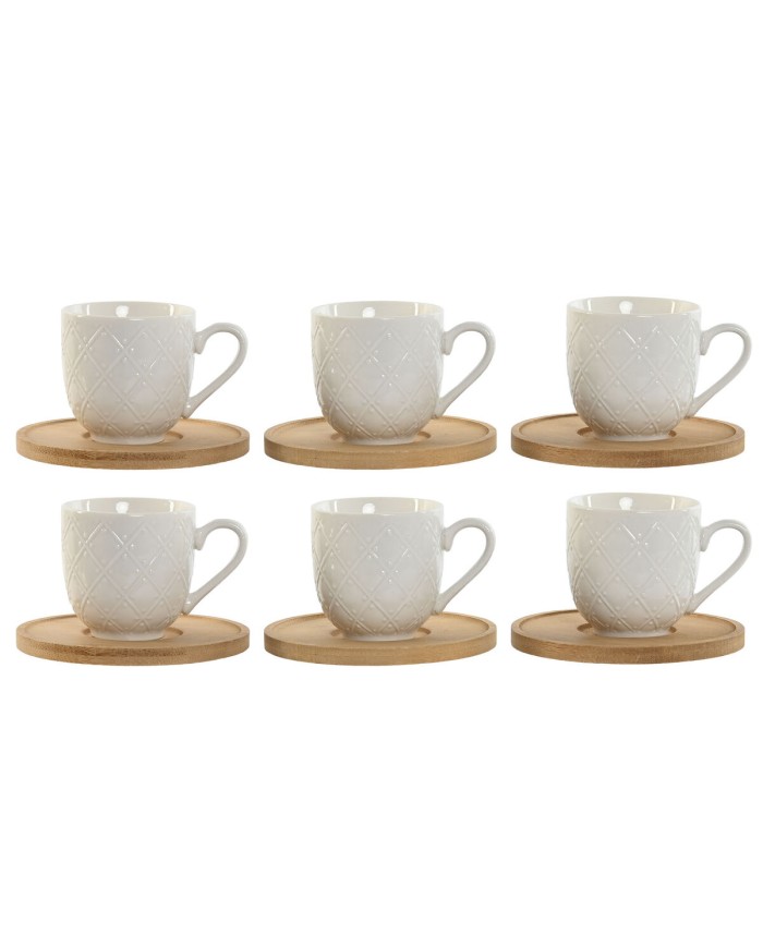 Set di Tazze da Caffè Home ESPRIT Bianco Bambù Porcellana 90 ml