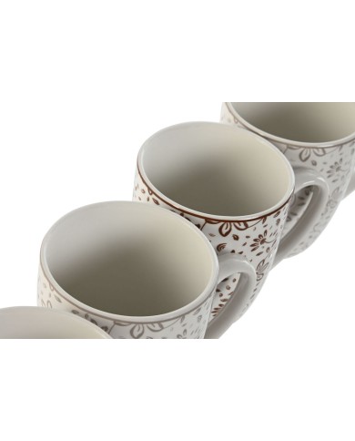 Set di 4 Tazze Mug Home ESPRIT Marrone Beige Fiori 340 ml Set di 4 Tazze Mug Home ESPRIT Marrone Beige Fiori 340 ml