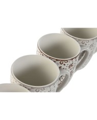 Set di 4 Tazze Mug Home ESPRIT Marrone Beige Fiori 340 ml