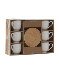 Set di Tazze da Caffè Home ESPRIT Bianco Bambù Porcellana 90 ml