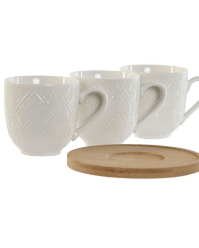 Set di Tazze da Caffè Home ESPRIT Bianco Bambù Porcellana 90 ml Set di Tazze da Caffè Home ESPRIT Bianco Bambù Porcellana 90 ml