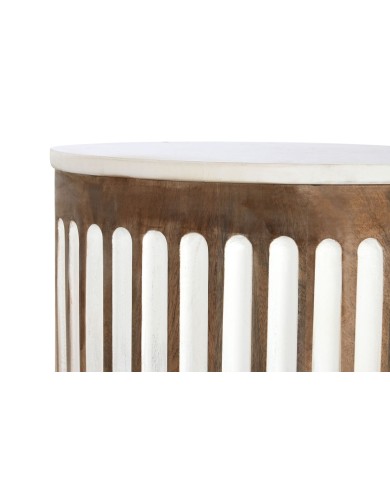 Tavolo aggiuntivo Home ESPRIT Bianco Naturale 41 x 41 x 52 cm