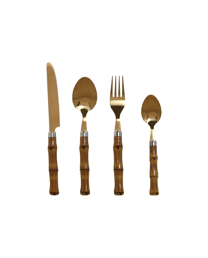 Posate Home ESPRIT Dorato Naturale Acciaio inossidabile ABS 3 x 2 x 16 cm 24 Pezzi Posate Home ESPRIT Dorato Naturale Acciaio inossidabile ABS 3 x 2 x 16 cm 24 Pezzi