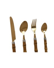 Posate Home ESPRIT Dorato Naturale Acciaio inossidabile ABS 3 x 2 x 16 cm 24 Pezzi Posate Home ESPRIT Dorato Naturale Acciaio inossidabile ABS 3 x 2 x 16 cm 24 Pezzi