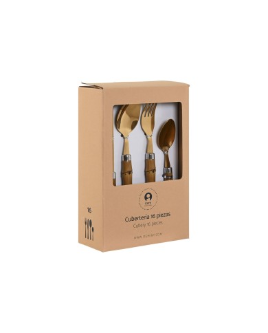 Posate Home ESPRIT Dorato Naturale Acciaio inossidabile ABS 3 x 2 x 16 cm 24 Pezzi