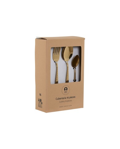 Posate Home ESPRIT Dorato Acciaio inossidabile 2 x 0,4 x 22,5 cm 16 Pezzi