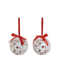 Palle di Natale Home ESPRIT Bianco Rosso PVC (7 Unità) Palle di Natale Home ESPRIT Bianco Rosso PVC (7 Unità)