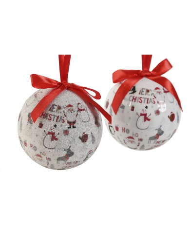 Palle di Natale Home ESPRIT Bianco Rosso PVC (7 Unità)