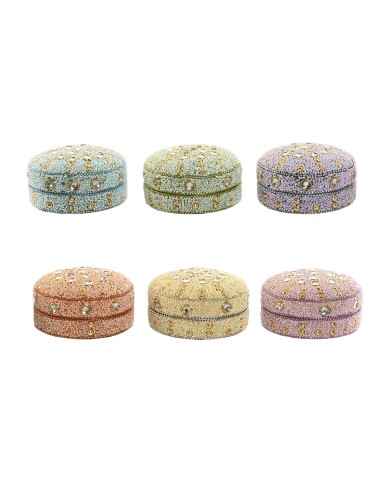 Scatola-Portagioie Home ESPRIT Giallo Arancio Rosa Lilla Alluminio 10 x 10 x 5 cm (6 Unità)
