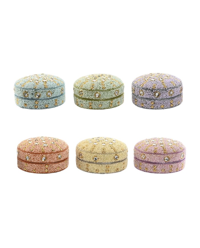 Scatola-Portagioie Home ESPRIT Giallo Arancio Rosa Lilla Alluminio 10 x 10 x 5 cm (6 Unità)