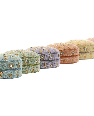 Scatola-Portagioie Home ESPRIT Giallo Arancio Rosa Lilla Alluminio 10 x 10 x 5 cm (6 Unità)