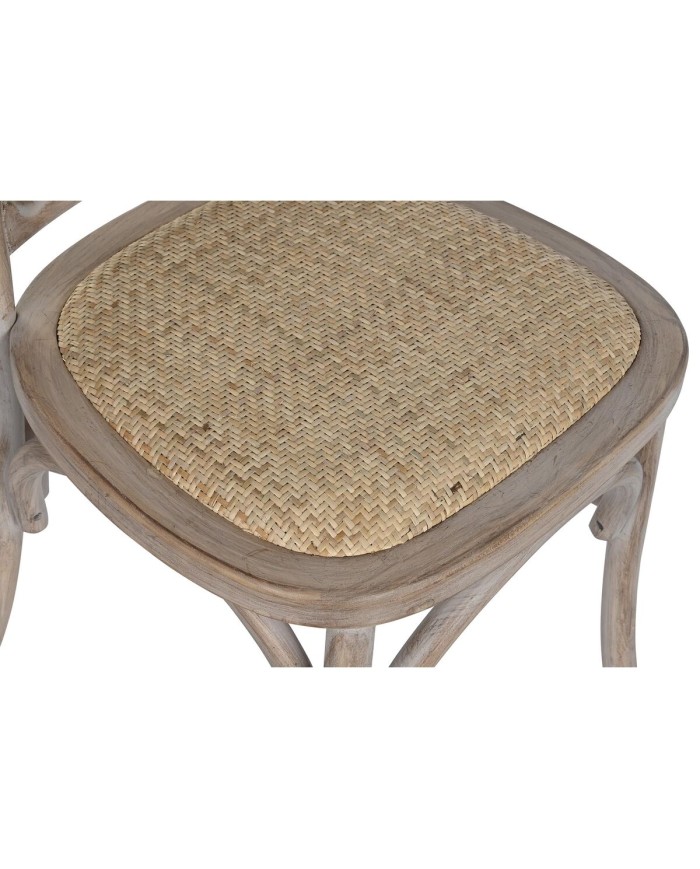 Sedia da Sala da Pranzo Home ESPRIT Marrone Chiaro Rattan Abete 45 x 48 x 92 cm