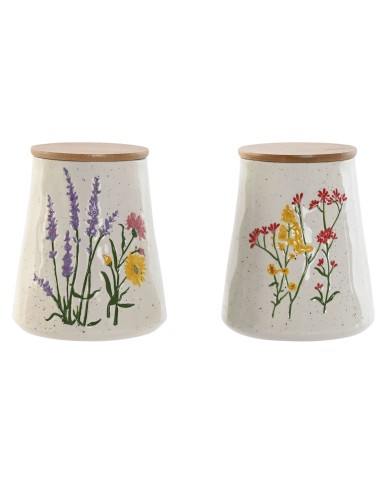 Barattolo Home ESPRIT Multicolore Fiori Shabby Chic (2 Unità)