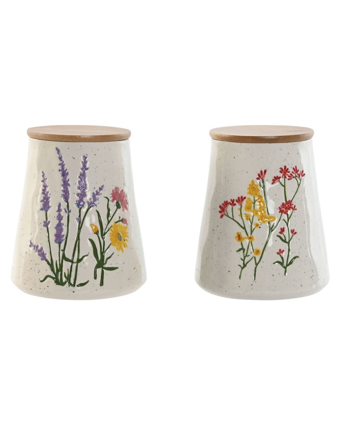 Barattolo Home ESPRIT Multicolore Fiori Shabby Chic (2 Unità) Barattolo Home ESPRIT Multicolore Fiori Shabby Chic (2 Unità)