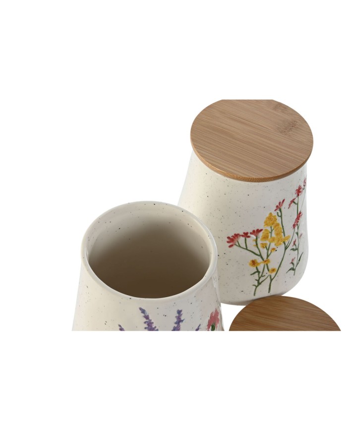 Barattolo Home ESPRIT Multicolore Fiori Shabby Chic (2 Unità) Barattolo Home ESPRIT Multicolore Fiori Shabby Chic (2 Unità)