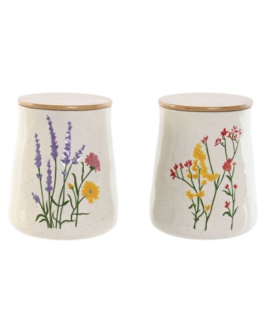 Barattolo Home ESPRIT Multicolore Fiori Shabby Chic (2 Unità)