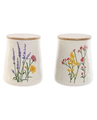 Barattolo Home ESPRIT Multicolore Fiori Shabby Chic (2 Unità)