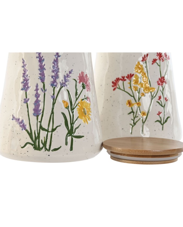 Barattolo Home ESPRIT Multicolore Fiori Shabby Chic (2 Unità) Barattolo Home ESPRIT Multicolore Fiori Shabby Chic (2 Unità)