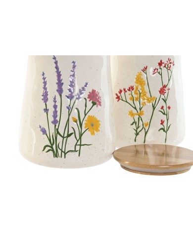 Barattolo Home ESPRIT Multicolore Fiori Shabby Chic (2 Unità)