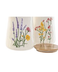 Barattolo Home ESPRIT Multicolore Fiori Shabby Chic (2 Unità)