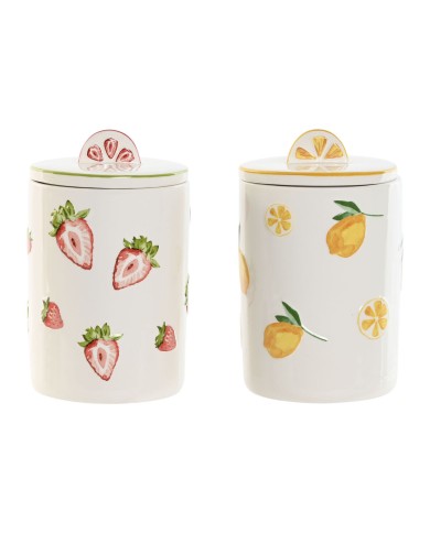 Barattolo Home ESPRIT Giallo Rosso Verde Moderno Frutta (2 Unità)