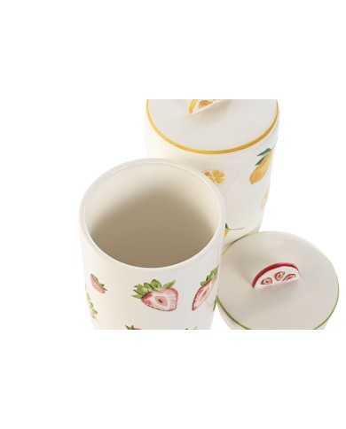 Barattolo Home ESPRIT Giallo Rosso Verde Moderno Frutta (2 Unità)