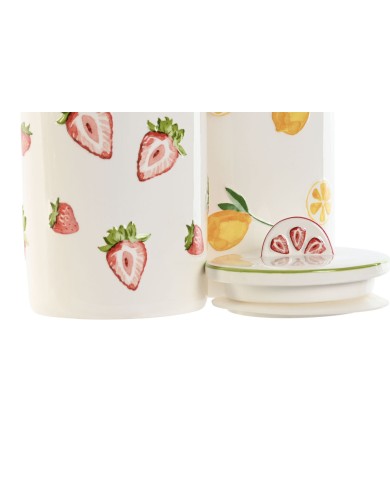 Barattolo Home ESPRIT Giallo Rosso Verde Moderno Frutta (2 Unità)