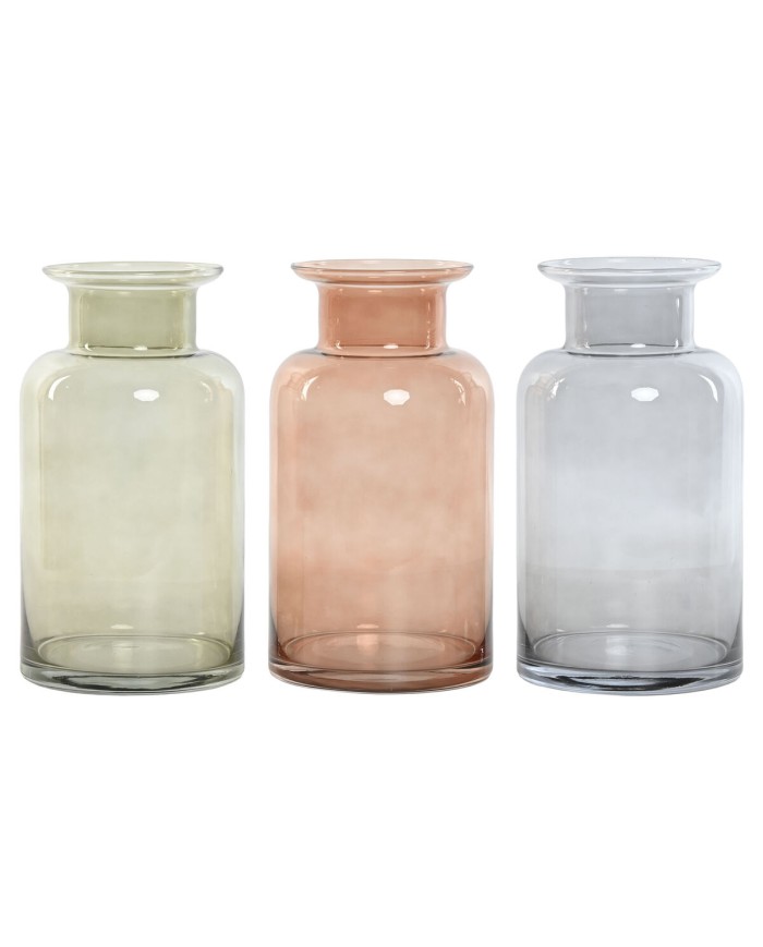 Vaso Home ESPRIT Azzurro Verde Ambra Cristallo 14,5 x 14,5 x 26,5 cm (3 Unità) Vaso Home ESPRIT Azzurro Verde Ambra Cristallo 14,5 x 14,5 x 26,5 cm (3 Unità)