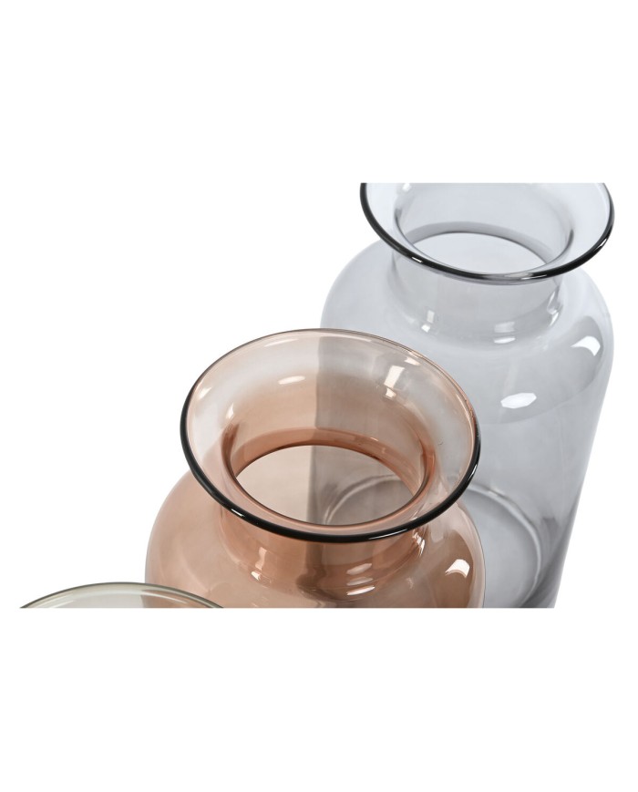 Vaso Home ESPRIT Azzurro Verde Ambra Cristallo 14,5 x 14,5 x 26,5 cm (3 Unità) Vaso Home ESPRIT Azzurro Verde Ambra Cristallo 14,5 x 14,5 x 26,5 cm (3 Unità)