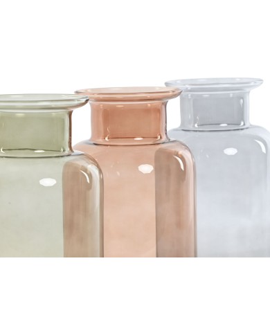 Vaso Home ESPRIT Azzurro Verde Ambra Cristallo 14,5 x 14,5 x 26,5 cm (3 Unità) Vaso Home ESPRIT Azzurro Verde Ambra Cristallo 14,5 x 14,5 x 26,5 cm (3 Unità)