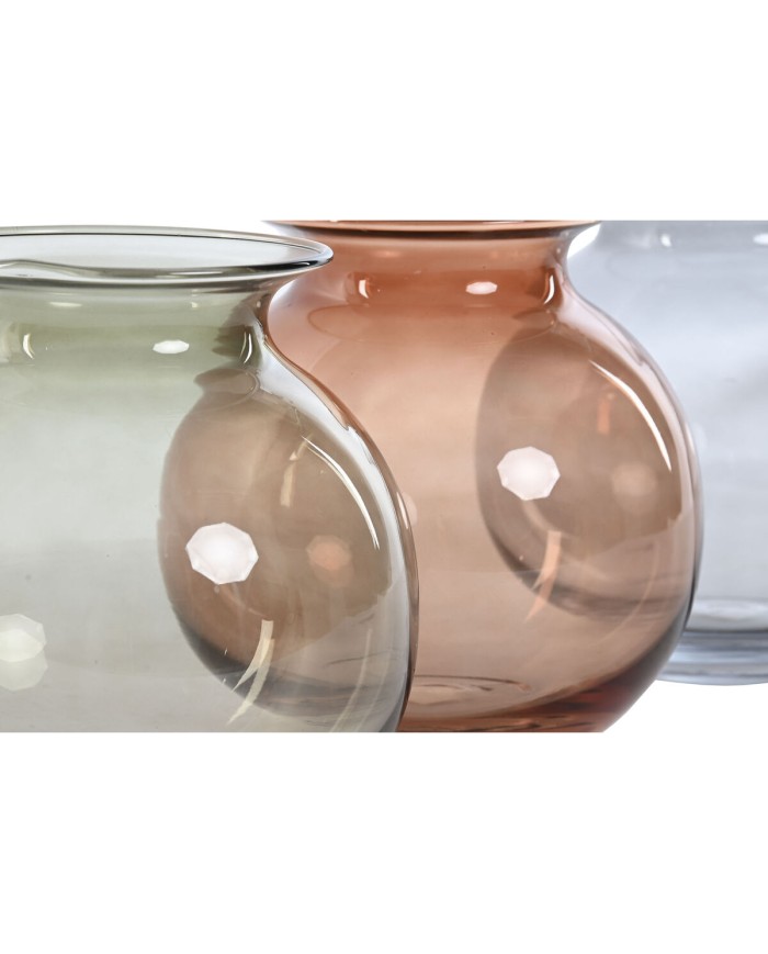 Vaso Home ESPRIT Azzurro Verde Ambra Cristallo Moderno 17,5 X 17,5 X 18,2 cm (3 Unità) Vaso Home ESPRIT Azzurro Verde Ambra Cristallo Moderno 17,5 X 17,5 X 18,2 cm (3 Unità)