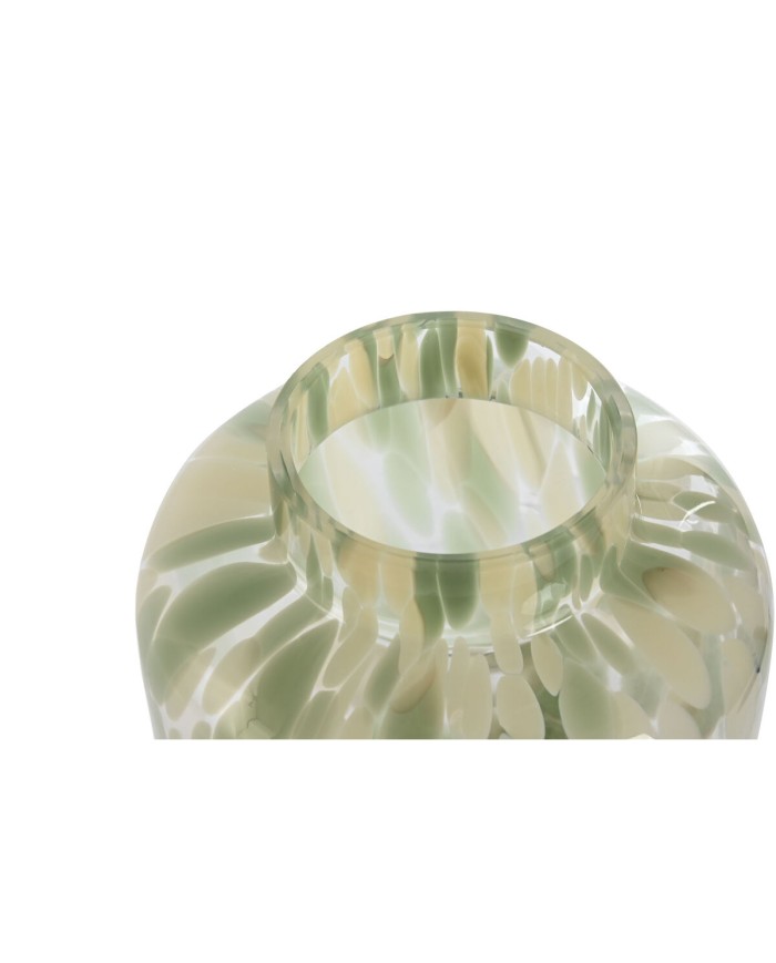 Vaso Home ESPRIT Verde Crema Cristallo Moderno 15 X 15 X 21,5 cm Vaso Home ESPRIT Verde Crema Cristallo Moderno 15 X 15 X 21,5 cm