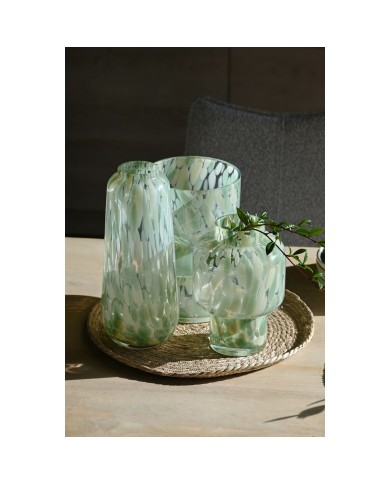 Vaso Home ESPRIT Verde Crema Cristallo Moderno 15 X 15 X 21,5 cm Vaso Home ESPRIT Verde Crema Cristallo Moderno 15 X 15 X 21,5 cm