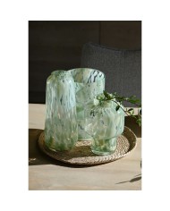 Vaso Home ESPRIT Verde Crema Cristallo Moderno 15 X 15 X 21,5 cm Vaso Home ESPRIT Verde Crema Cristallo Moderno 15 X 15 X 21,5 cm