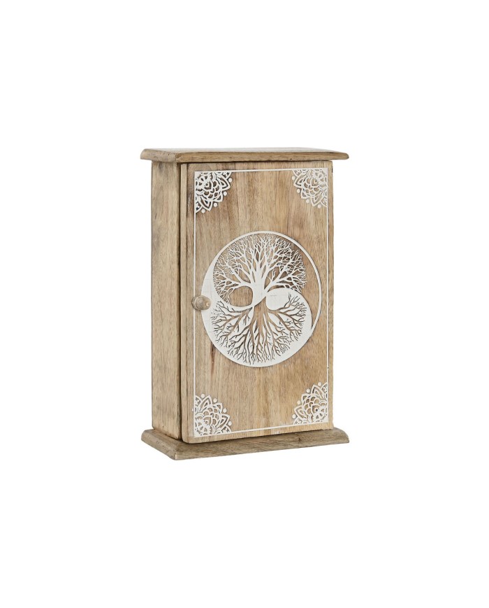 Armadietto portachiavi Home ESPRIT Bianco Naturale 18 x 7,5 x 28 cm