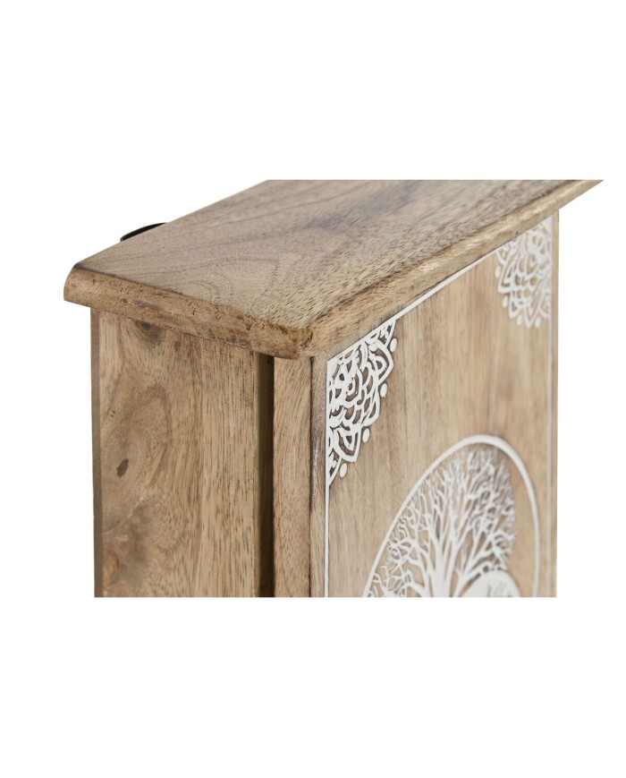 Armadietto portachiavi Home ESPRIT Bianco Naturale 18 x 7,5 x 28 cm