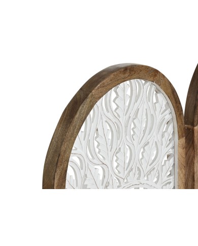 Decorazione da Parete Home ESPRIT Bianco Naturale Mandala Arabo 45 x 3,3 x 95 cm (2 Unità)