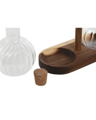 Set olio e aceto Home ESPRIT Naturale Cristallo Legno di acacia 350 ml 20,4 x 9 x 21 cm