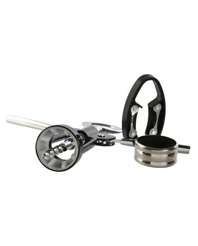 Set di Accessori per il Vino Home ESPRIT Nero Naturale Acciaio inossidabile Legno MDF 21 x 14,5 x 5,4 cm