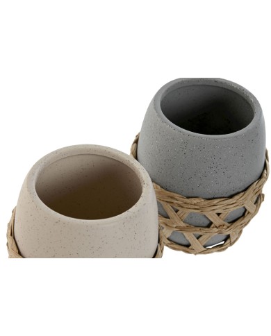 Portaspazzolini da Denti Home ESPRIT Grigio Crema Dolomite 9 x 9 x 10,5 cm (2 Unità) Portaspazzolini da Denti Home ESPRIT Grigio Crema Dolomite 9 x 9 x 10,5 cm (2 Unità)