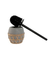 Scopino per il Bagno Home ESPRIT Nero Grigio Crema Fibra Dolomite 11 x 11 x 38 cm (2 Unità)