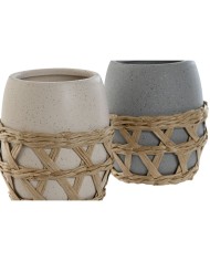 Portaspazzolini da Denti Home ESPRIT Grigio Crema Dolomite 9 x 9 x 10,5 cm (2 Unità) Portaspazzolini da Denti Home ESPRIT Grigio Crema Dolomite 9 x 9 x 10,5 cm (2 Unità)