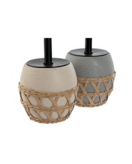 Scopino per il Bagno Home ESPRIT Nero Grigio Crema Fibra Dolomite 11 x 11 x 38 cm (2 Unità)