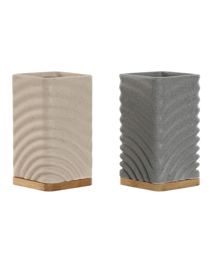Portaspazzolini da Denti Home ESPRIT Grigio Crema Bambù Dolomite 7 x 7 x 12 cm (2 Unità) Portaspazzolini da Denti Home ESPRIT Grigio Crema Bambù Dolomite 7 x 7 x 12 cm (2 Unità)